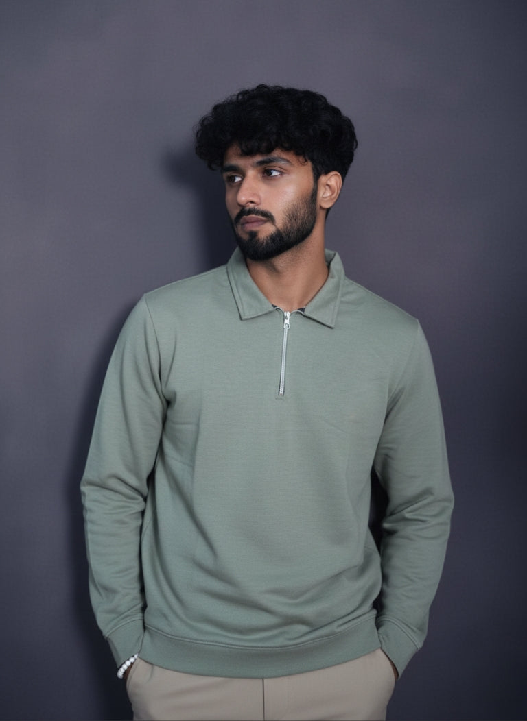 Nova Zip Imported Light Mint Man's  Polo