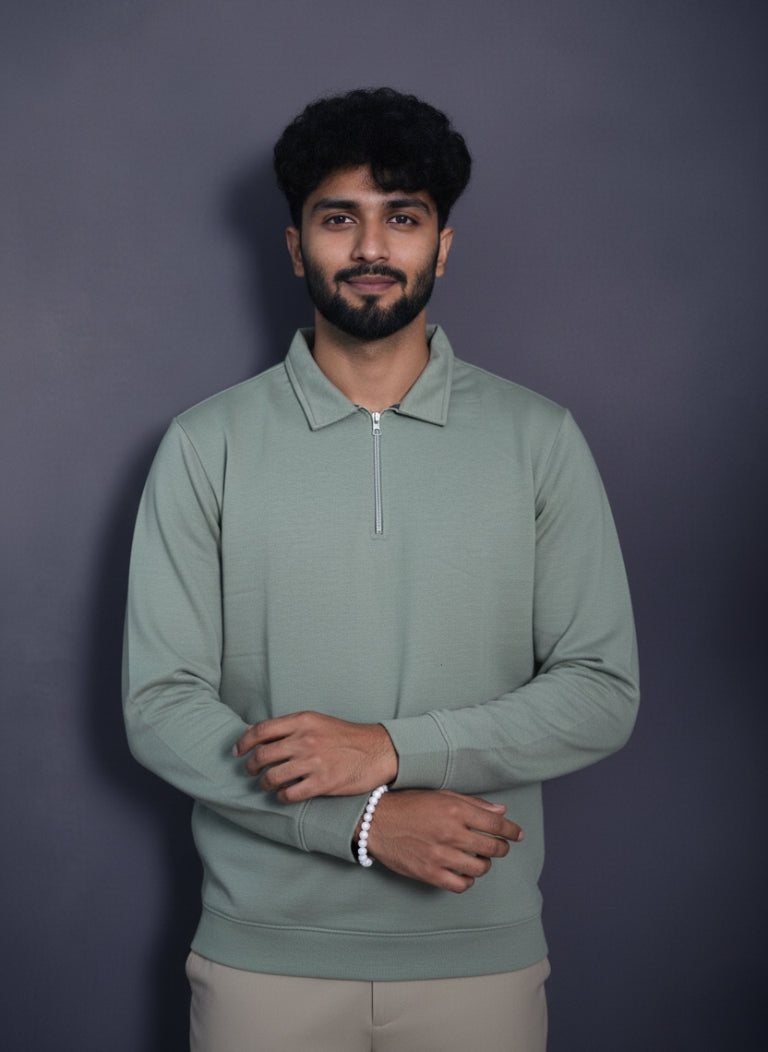 Nova Zip Imported Light Mint Man's  Polo