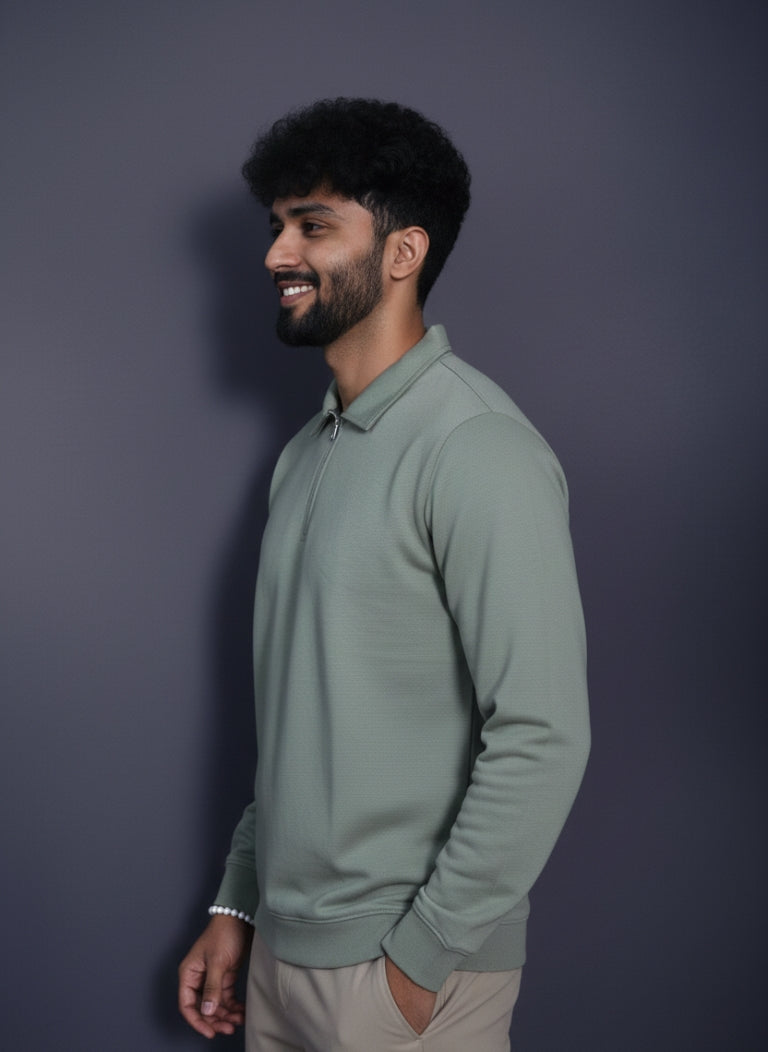 Nova Zip Imported Light Mint Man's  Polo