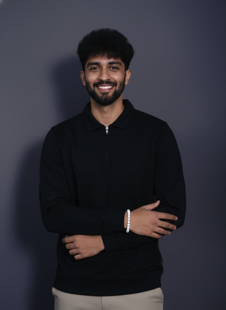 Nova Zip Imported Black Man's Polo