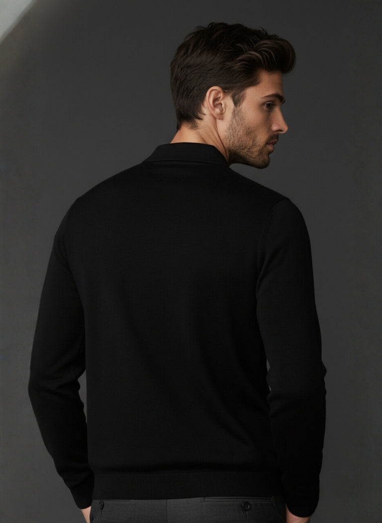 Nova Zip Imported Black Polo