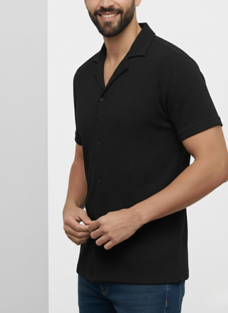 Men’s Elegant Coat Collar Black Shirt