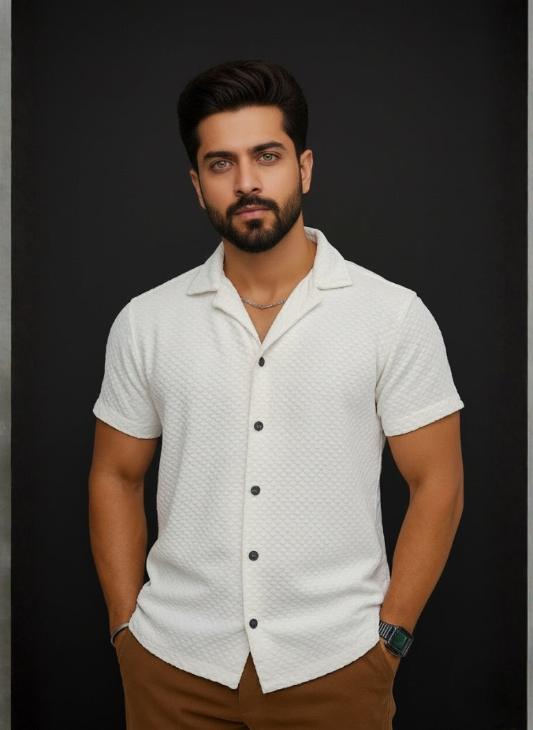 Men’s Elegant Coat Collar White Shirt