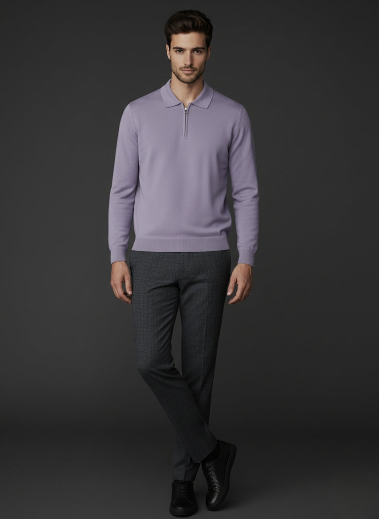 Nova Zip Imported Light Purple  Polo